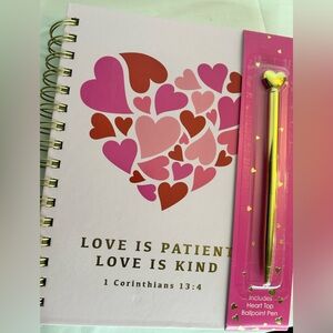 ❤️ “Love is…” Notebook with Heart Top Gold Pen (Stickers included)